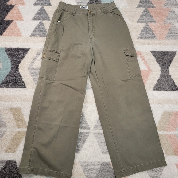 Y2K Olive Green Authentic 2000s khaki cargo pants size 13 - Picture 1 of 9